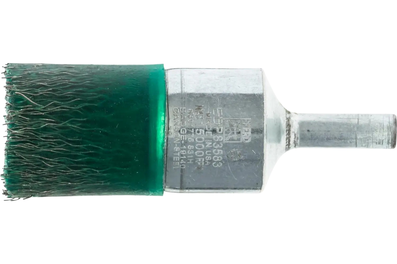 Picture of Pferd Encapsulated Crimped Wire End Brush 1" Dia. .010 Carbon Steel 1/4" Shank